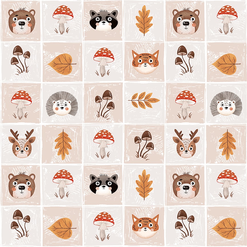 Blank Textiles Cheerful Cheeks Ecru quilting fabric — cheerful faces on ecru