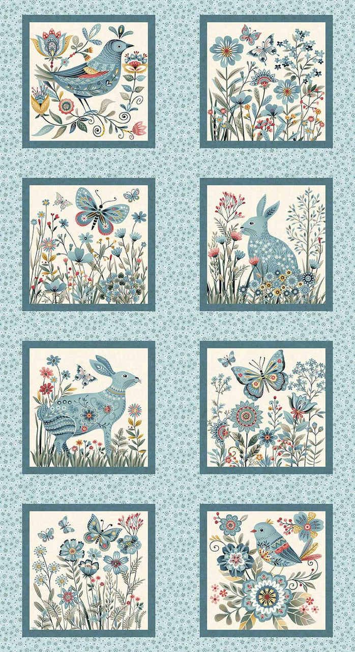 Pale Blue Forest Blocks 24" Panel