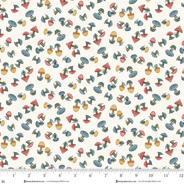 Cream Mushrooms Cotton 44"/45" Fabric Per Yard