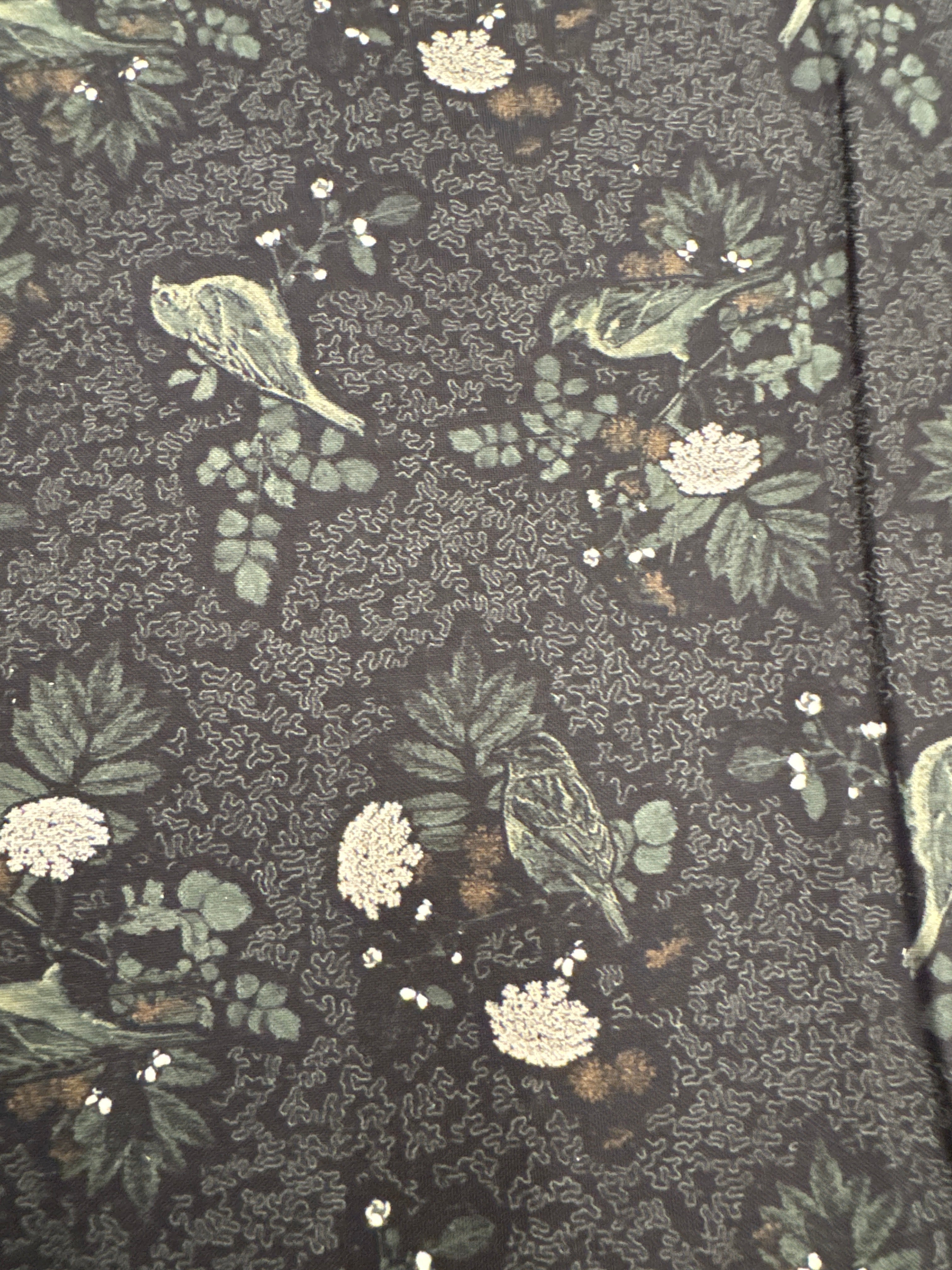 Natures Whisper Birds Black nature quilting fabric