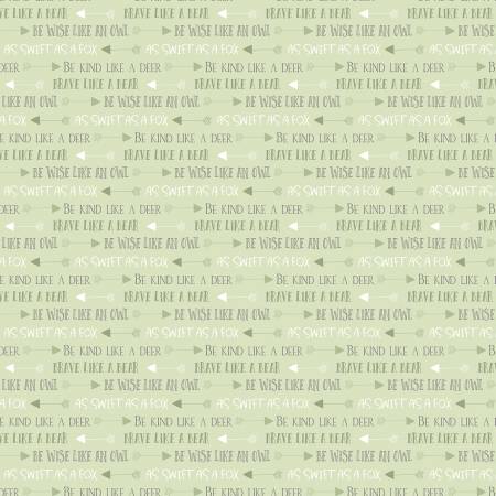 Wilmington Prints Green Words All Over quilting fabric — all-over word print in green