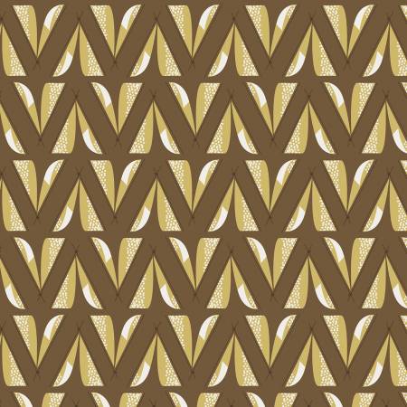 Wilmington Into the Woodlands tents camping quilting cotton fabric in Brown
