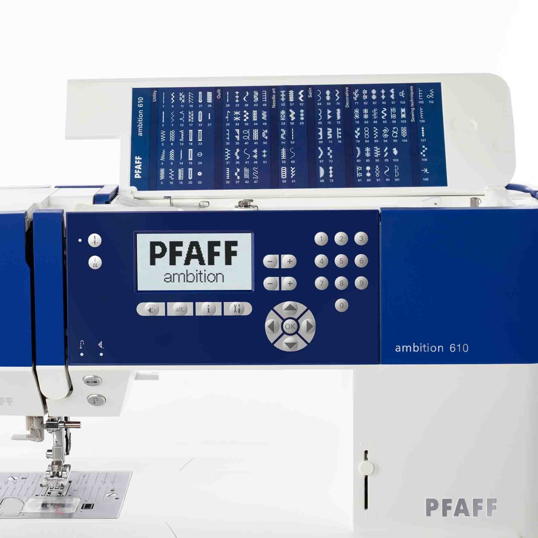 PFAFF® ambition™ 610 Blue Sewing Machine