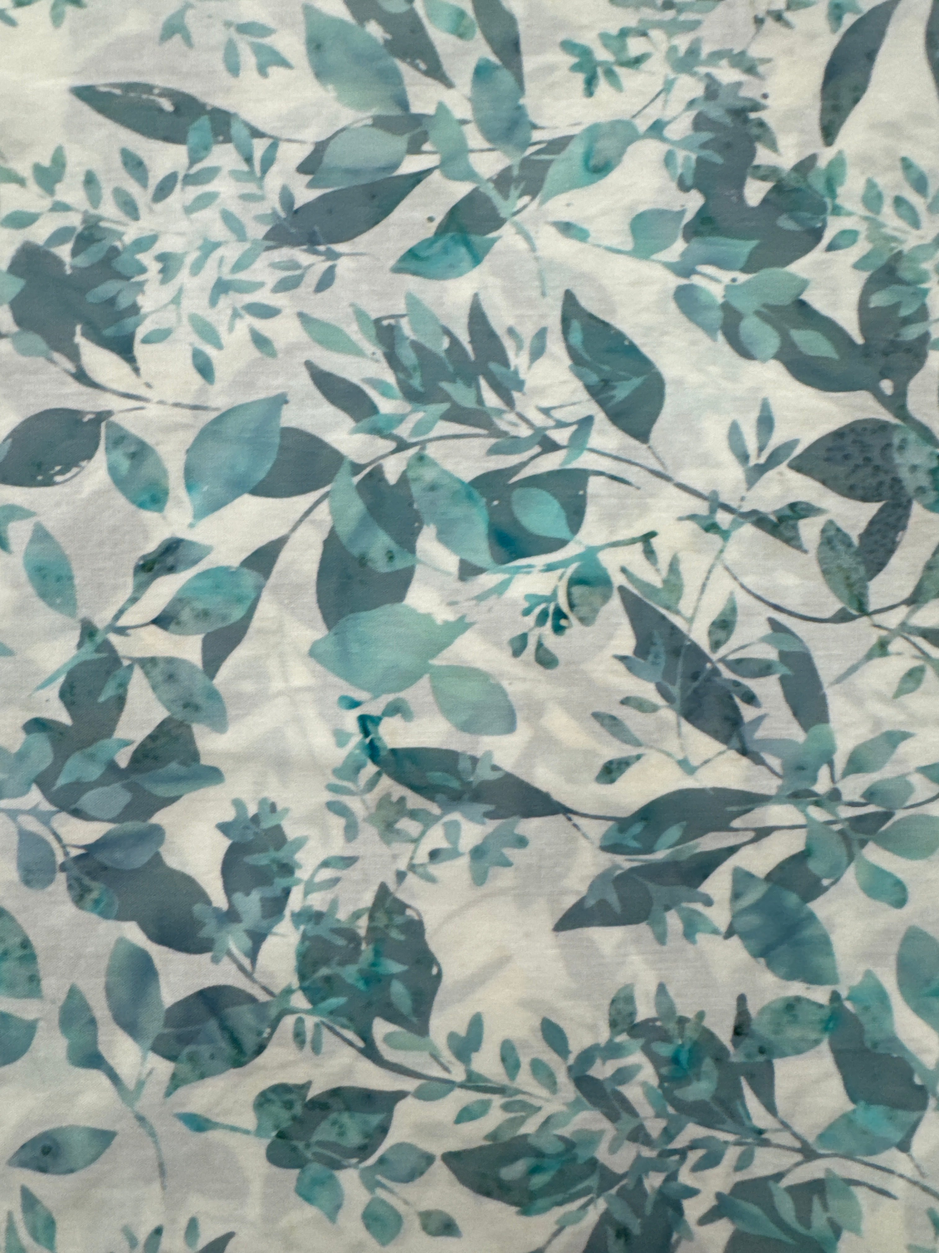 Leaves Gentle Aqua blender quilting fabric by Hoffman Fabrics