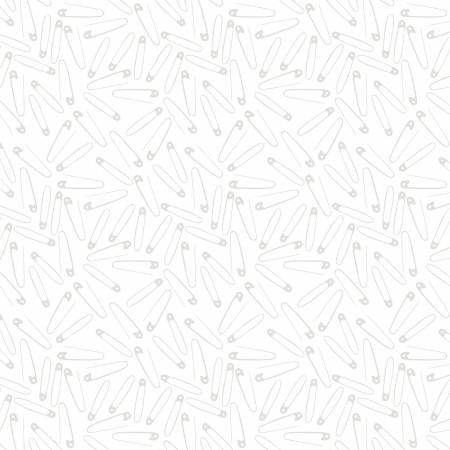 Wilmington Sew Happy white on white safety pins quilting cotton fabric