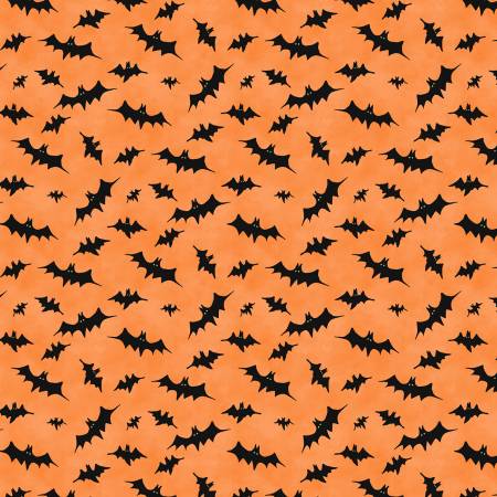 Wilmington orange bats toss Halloween quilting cotton fabric