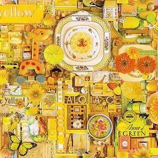 Northcott Color Collage Yellow DP22413-52 quilting fabric — painterly collage in yellow