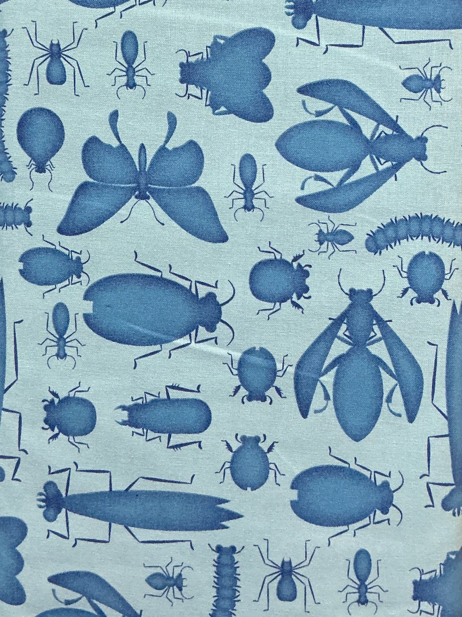 Bug Bug Bug Blue novelty quilting fabric by Tim Read for Henry Glass