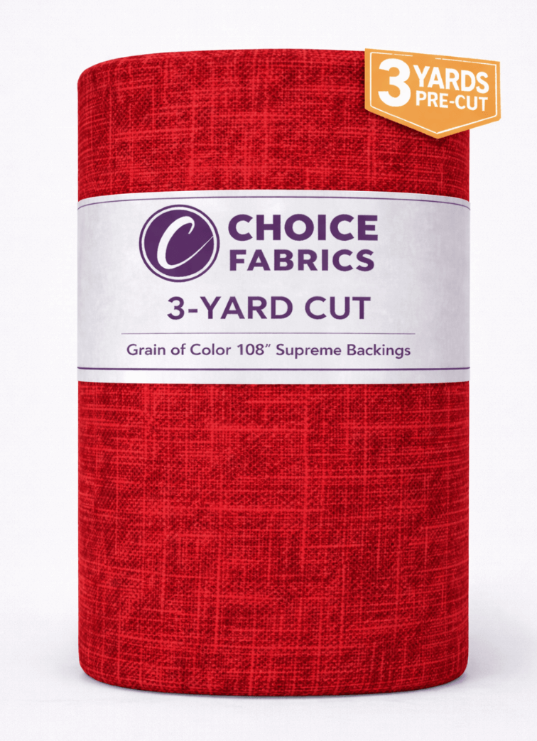 Choice Fabrics Grain of Color 108 inch quilt backing scarlet 3 yard pack