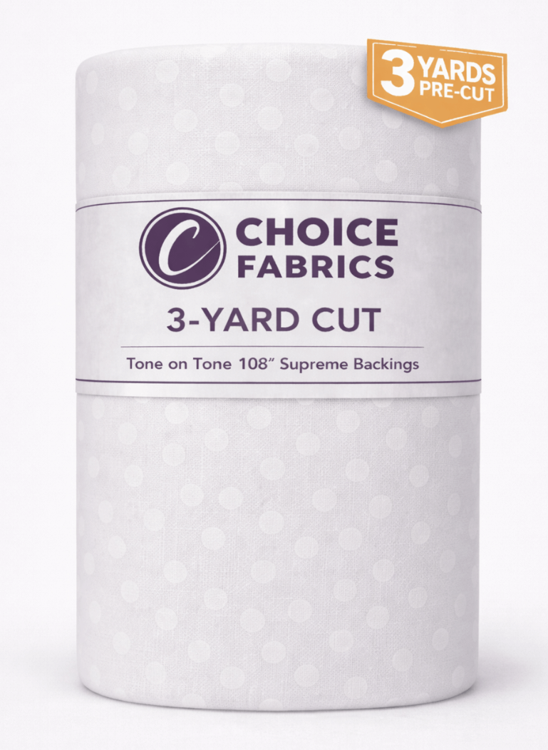 Choice Fabrics Tone on Tone 108 inch quilt backing white on white dots 3 yard pack