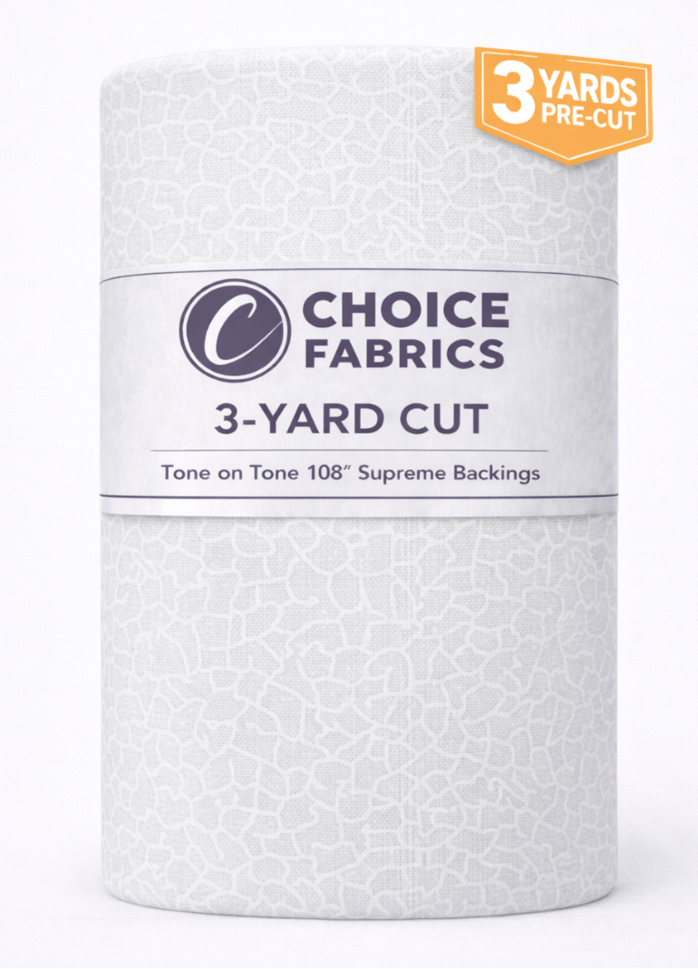 Choice Fabrics Tone on Tone 108 inch quilt backing white on white crackle 3 yard pack