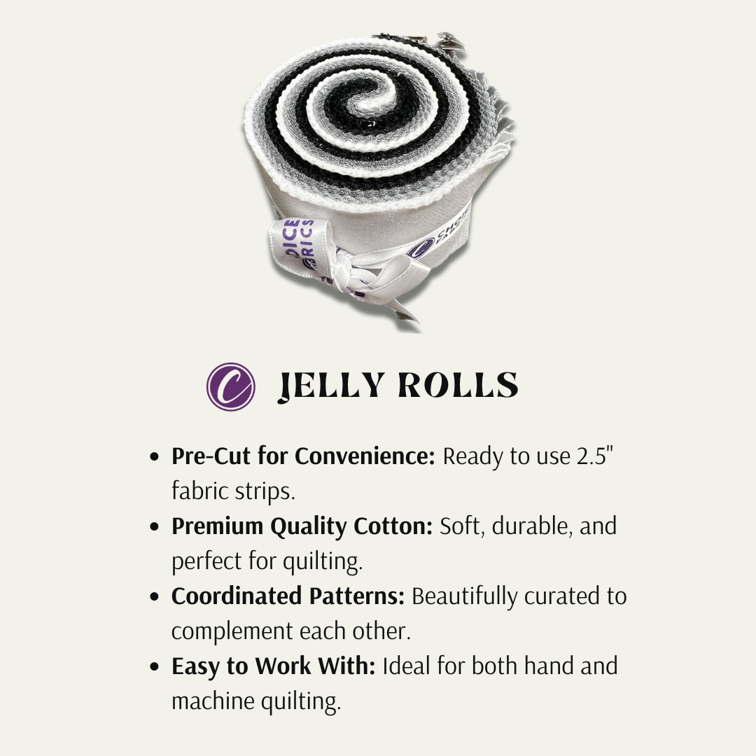 Black, Grey, White - Supreme Solids - 2.5" Roll - Black/White/Grey (20 cuts)