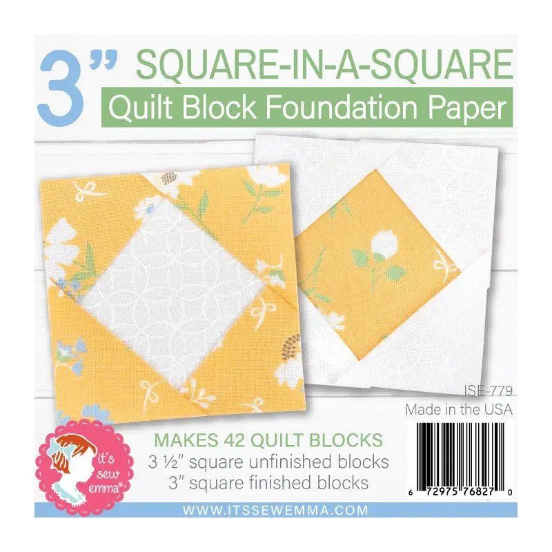 3in Square in a Square Quilt Block Foundation Paper - Linda's Electric Quilters