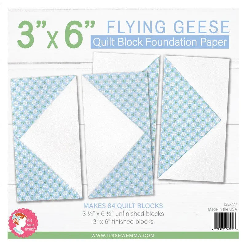 3in x 6in Flying Geese Quilt Block Foundation Paper - Linda's Electric Quilters