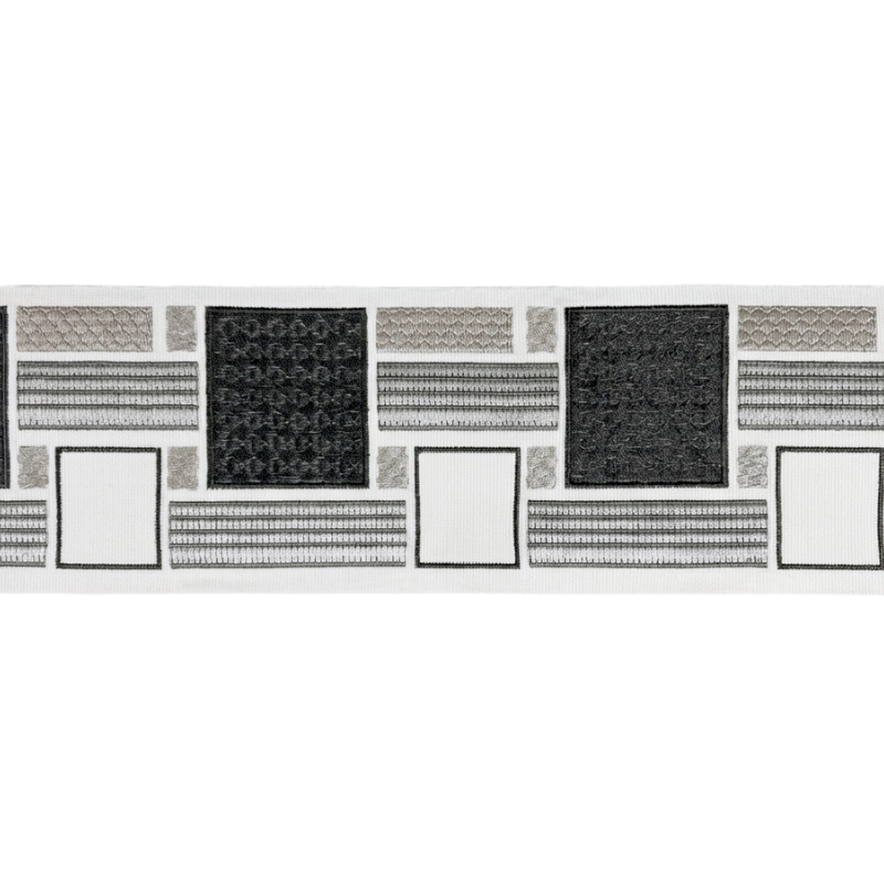4-inch Decorative Woven Jacquard Trim Tape - Geometric Block Pattern – 5 Yard Roll | Style BR-756