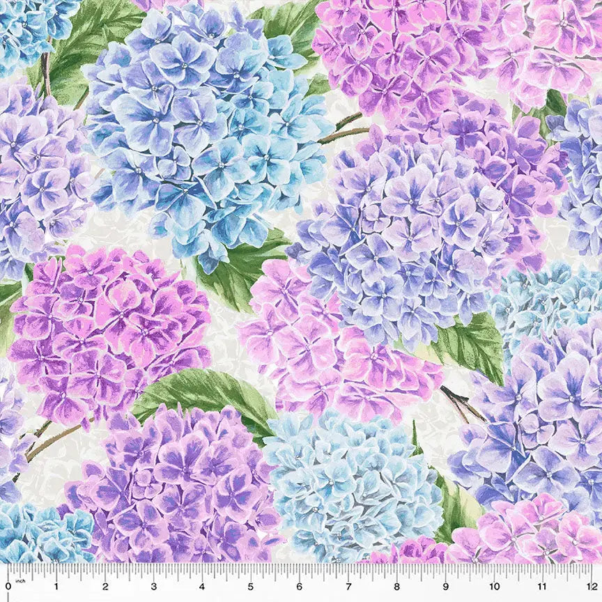 Multi Hydrangeas in Bloom Wideback Cotton Fabric ( 2 1/4 yard pack ) - Linda's Electric Quilters
