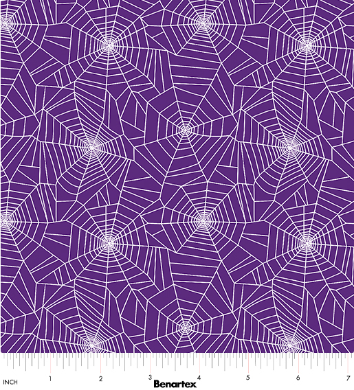 Ghostly Soiree Cobwebs Purple Halloween quilting fabric by Benartex