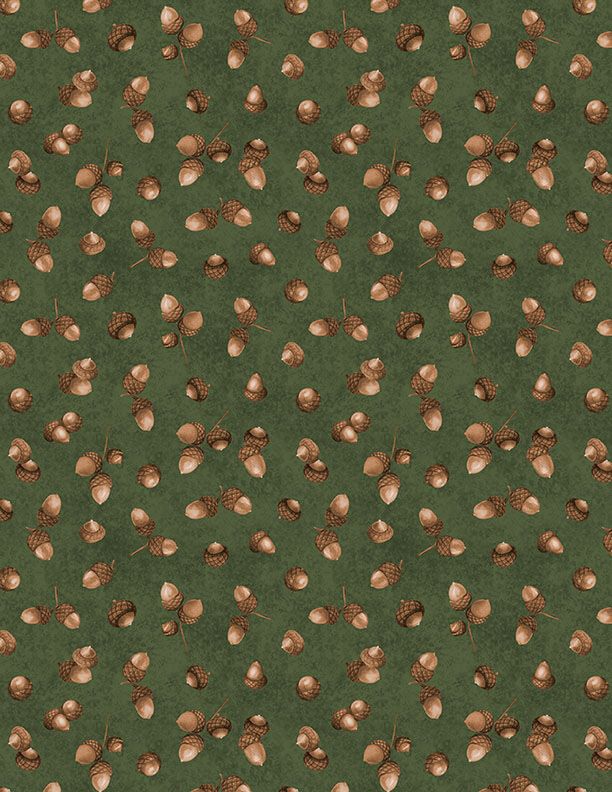 Oh My Gourd Acorns Green quilting fabric by Wilmington Prints