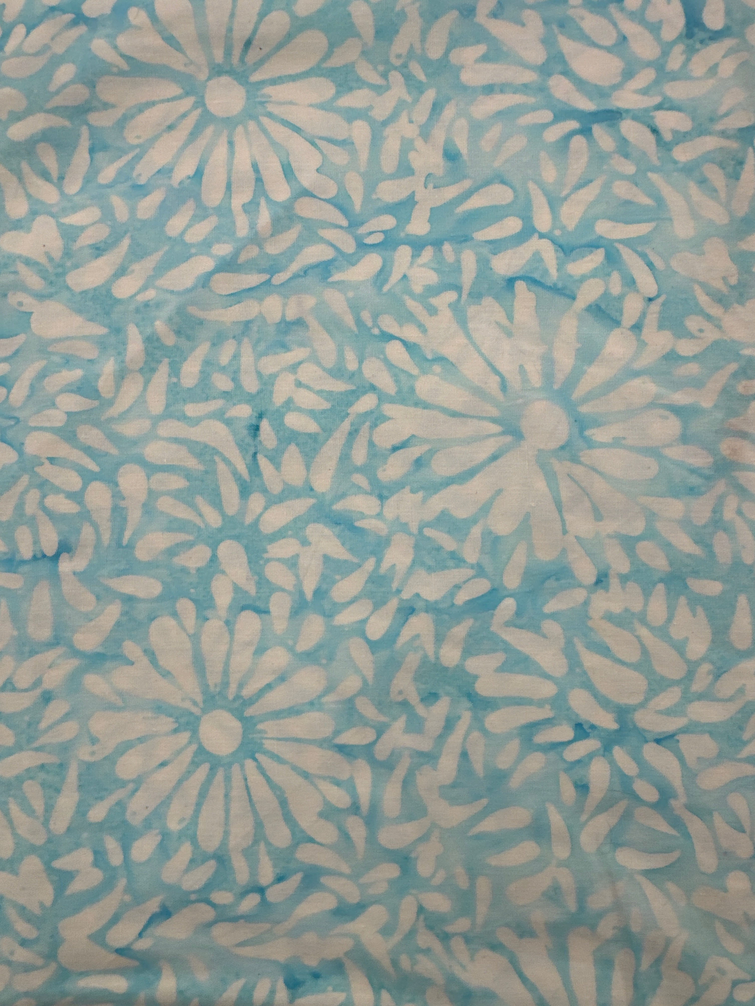 White Flowers on Chlorine Blue floral quilting fabric by Andover Fabrics