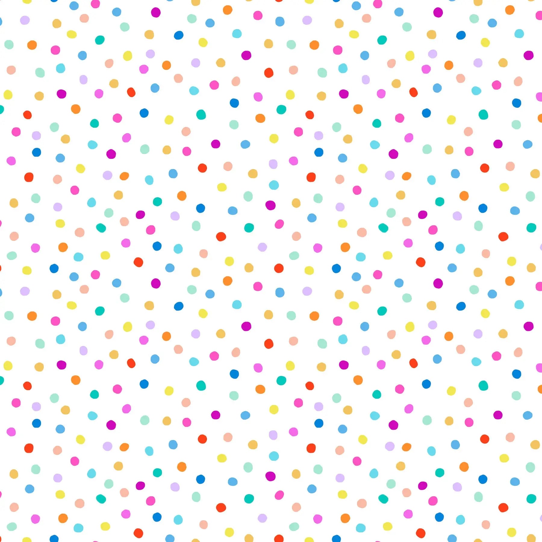 White Multi Dovetail Pompoms 44"/45" Fabric Per Yard - Linda's Electric Quilters