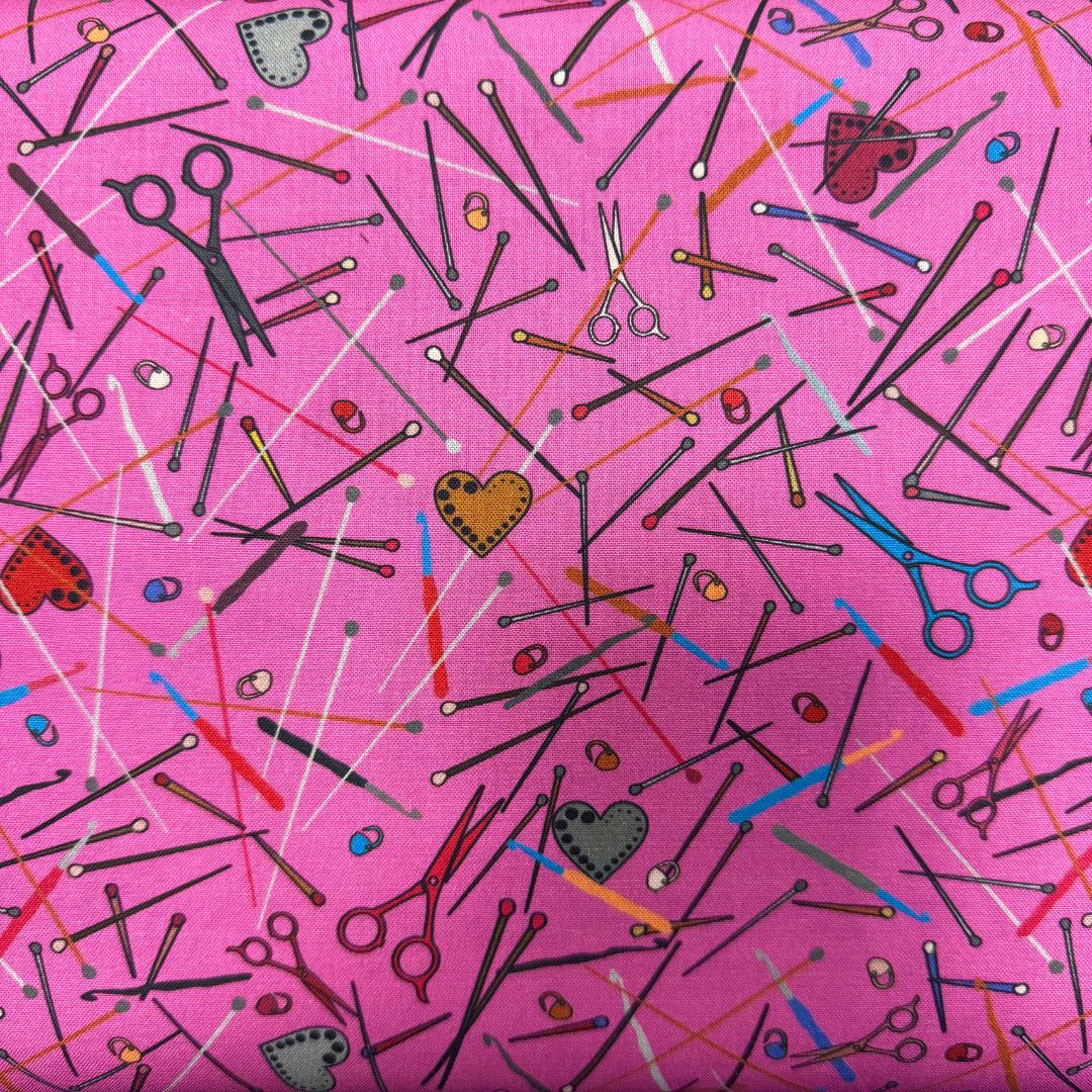 Blank Quilting Knitting Nook Cotton 44"/45" Fabric Per Yard