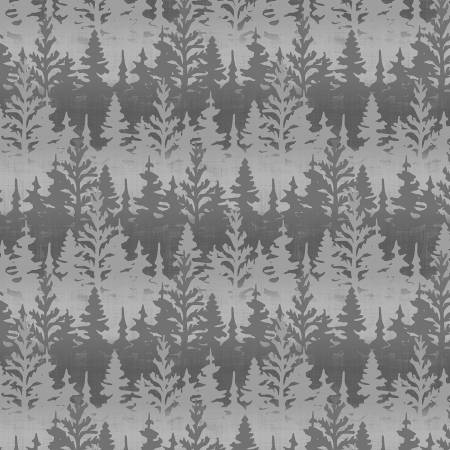 Wilmington Timberland Trails Trees All Over quilting fabric in Gray