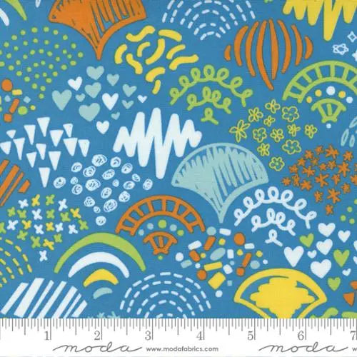 Blue Creativity Glows Turquoise 44"/45" Fabric Per Yard - Linda's Electric Quilters