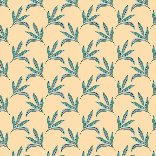 Cream Tropical Leaves Urban Jungle Cotton 44"/45" Fabric Per Yard - Linda's Electric Quilters