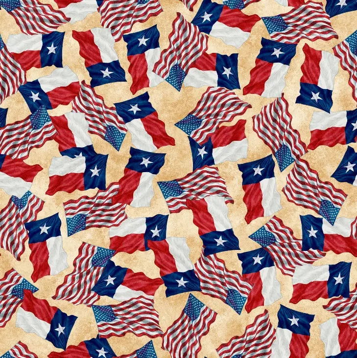 Brown Flag Of Texas Cotton 44"/45" Fabric Per Yard - Linda's Electric Quilters
