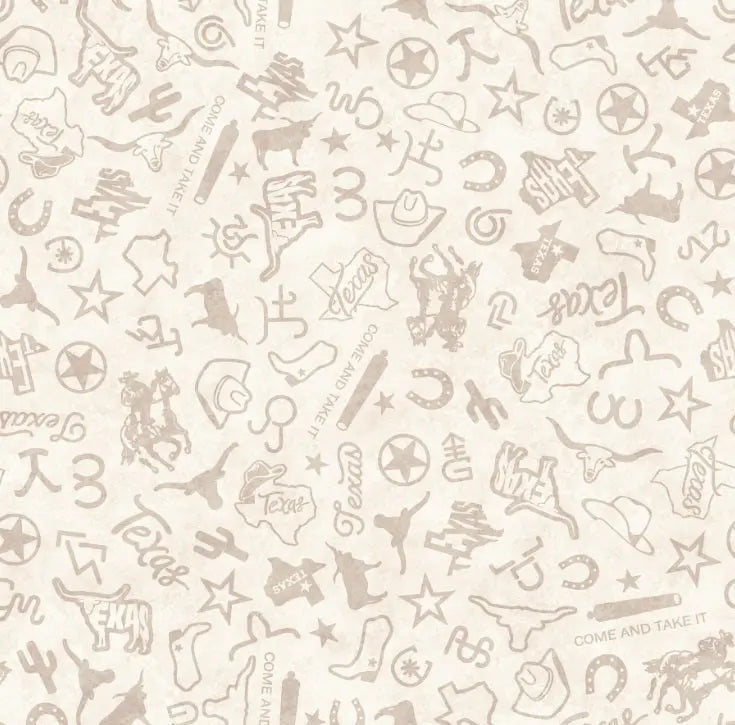 Cream Texas Icons Tonal Blender Cotton 44"/45" Fabric Per Yard - Linda's Electric Quilters