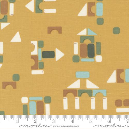 ABC XYZ Yellow Wood Blocks Cotton 44"/45" Fabric Per Yard