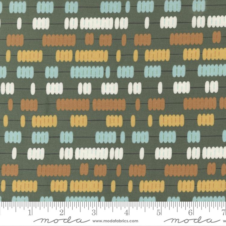 Moda ABC XYZ Dark Green 20815 17 quilting fabric — alphabet print on dark green