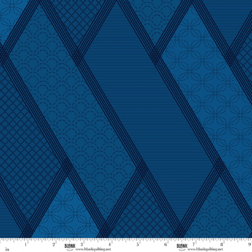 Linear Dream 108" Blue Cotton Wideback Fabric Per Yard