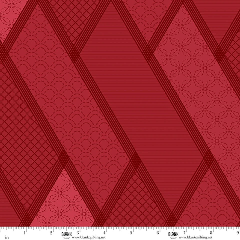 Linear Dream 108" Red Cotton Wideback Fabric Per Yard