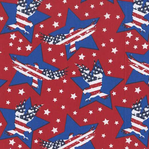 Homespun Patriotic Eagles & Stars Cotton 44"/45" Fabric Per Yard