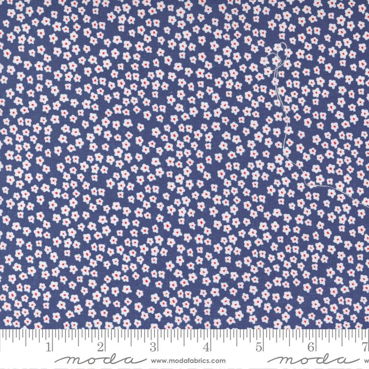 Moda Graze Blooms floral quilting cotton fabric in Navy