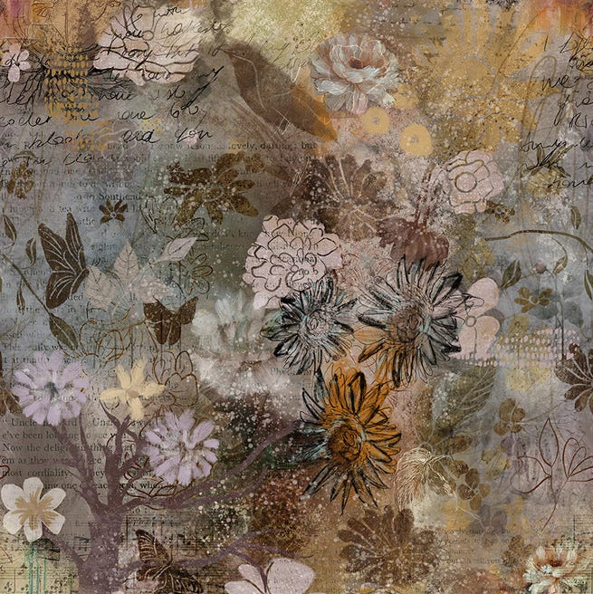 Nature's Canvas Garden Scenic Brown Cotton 44"/45" Fabric Per Yard