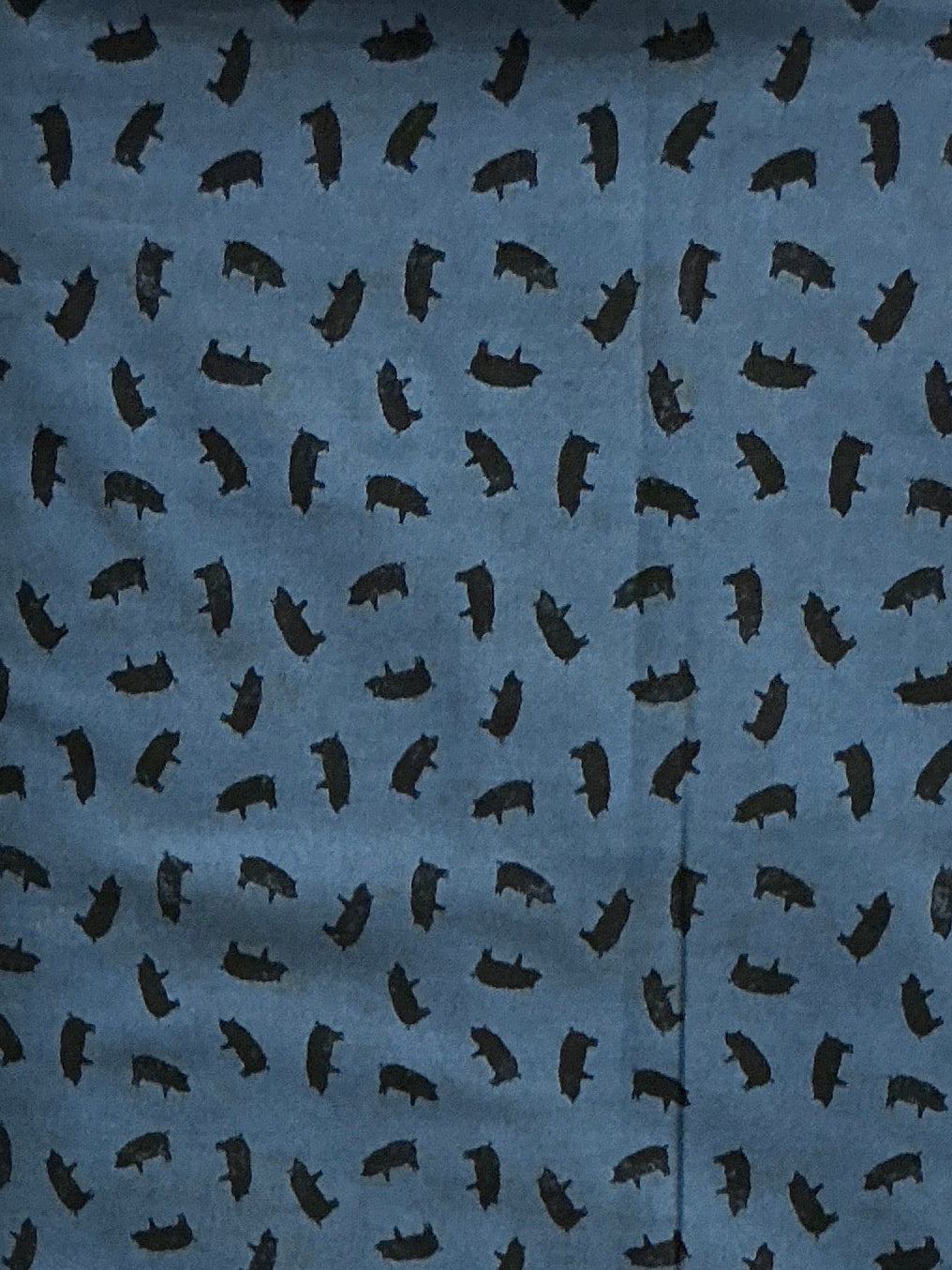 Dad Denim Backyard BBQ Pig Blue novelty quilting fabric by Clothworks