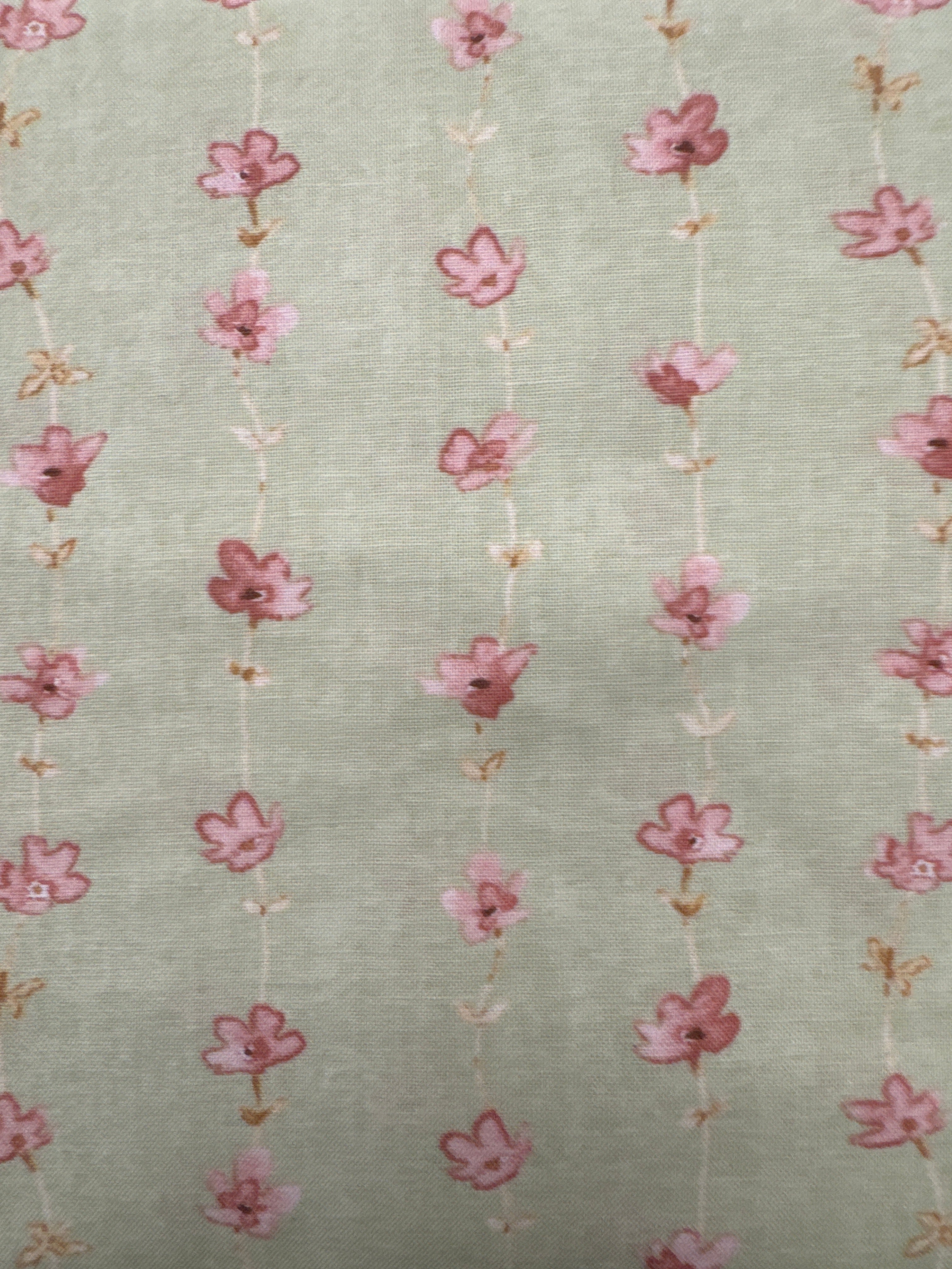 Daisy Days Pink flowers on Mint floral quilting fabric by Wilmington Prints