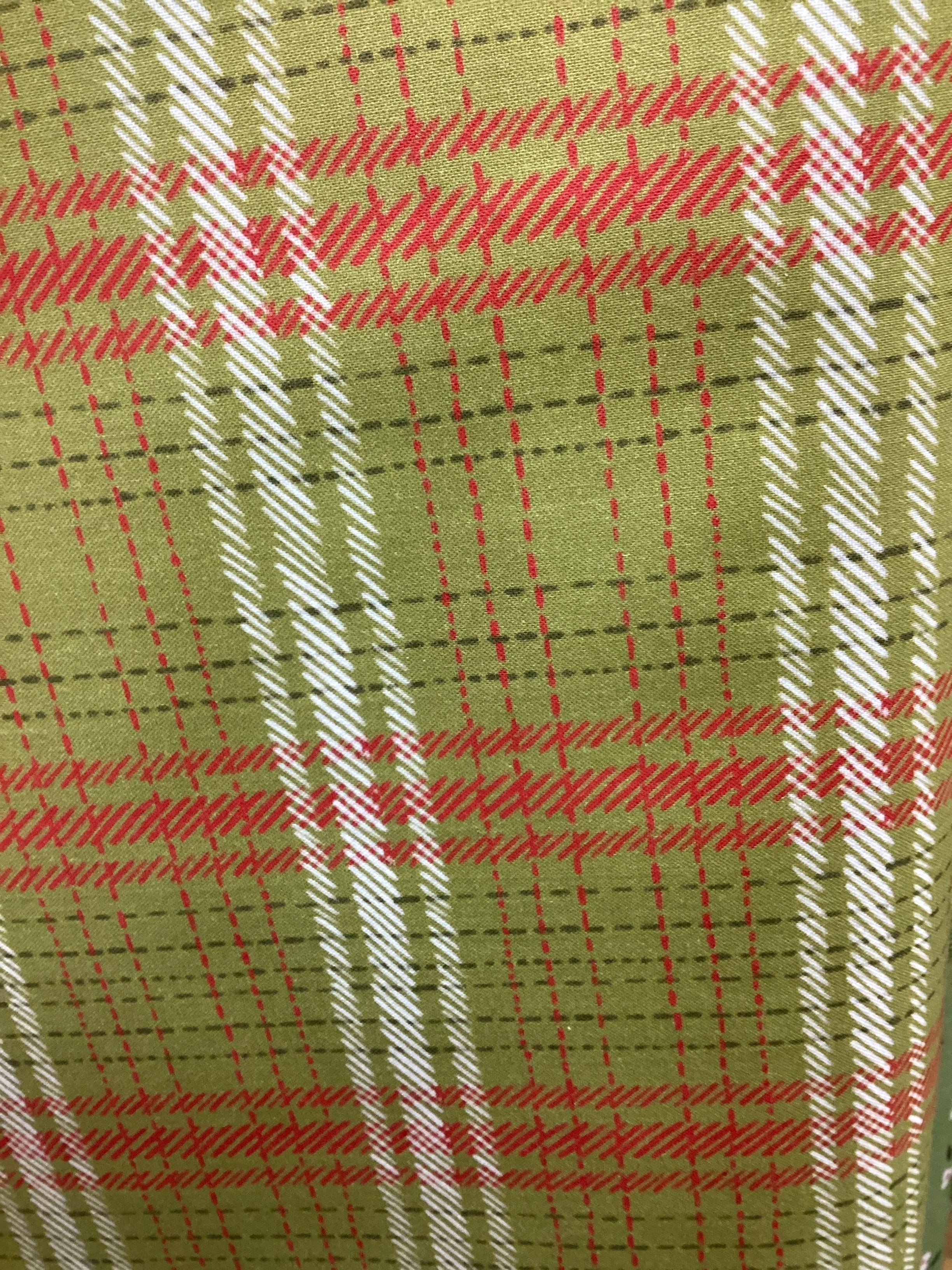 P&B Textiles Happy Howlidays Green Plaid quilting fabric