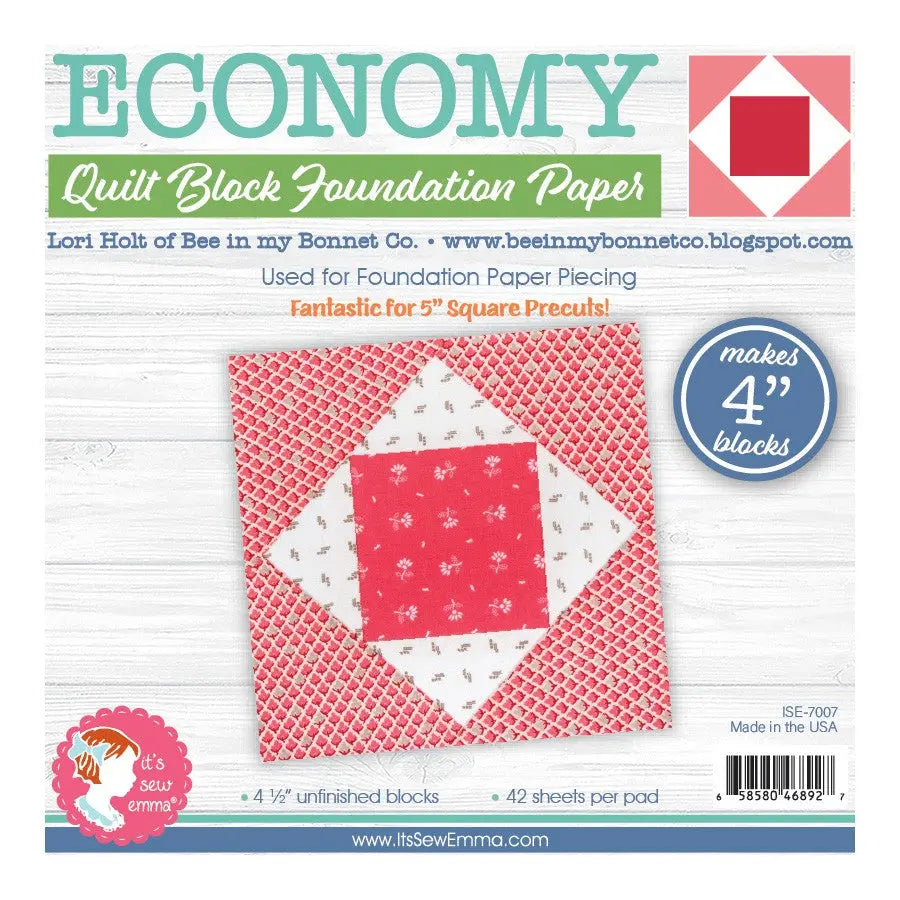 4in Economy Quilt Block Foundation Papers - Linda's Electric Quilters