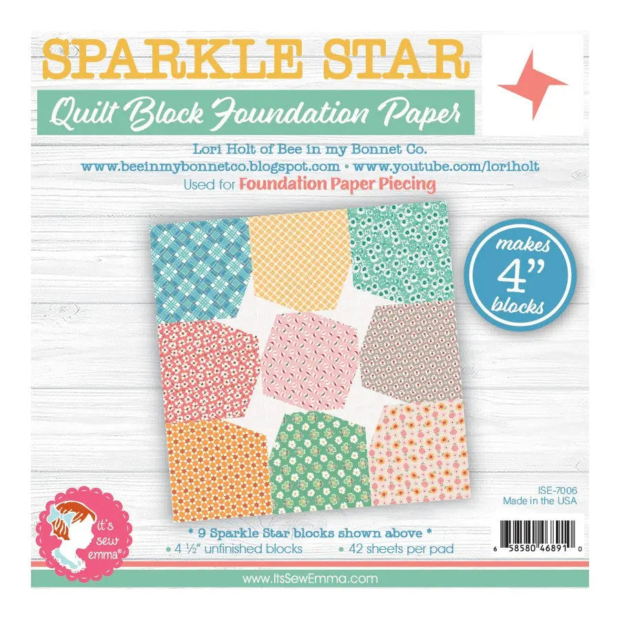 4in Sparkle Star Quilt Block Foundation Papers - Linda's Electric Quilters