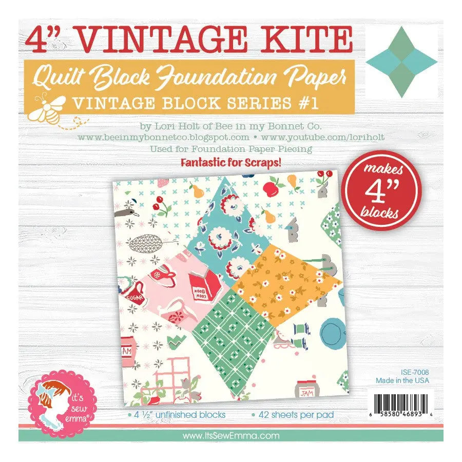 4in Vintage Kite Quilt Block Foundation Papers - Linda's Electric Quilters