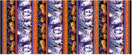 Ghostly Soiree Stripe Multi Halloween quilting fabric by Benartex