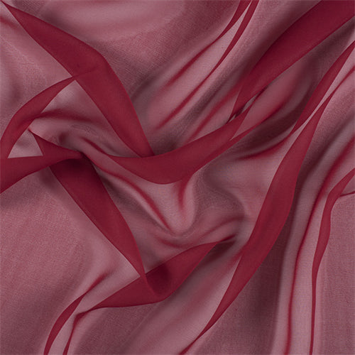 Runway Silks Dark Red Silk Chiffon Fabric - Reorderable