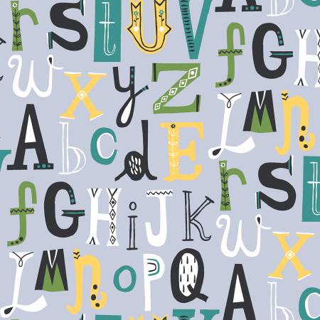 Windham Now I Know My ABCs Glacier quilting fabric