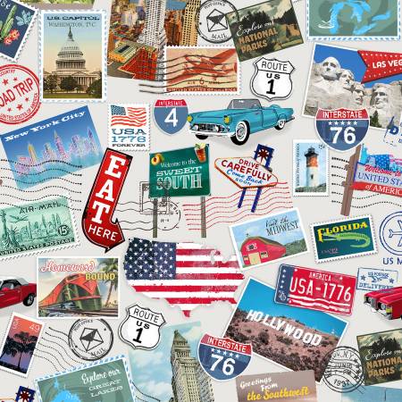 Windham American Road Trip travel novelty quilting cotton fabric