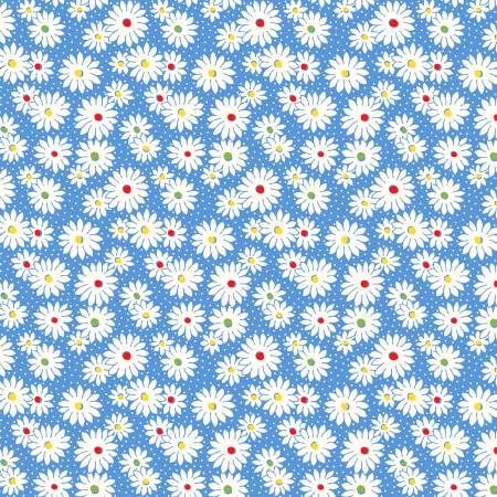 Windham blue daisy dots 1930s reproduction quilting cotton fabric
