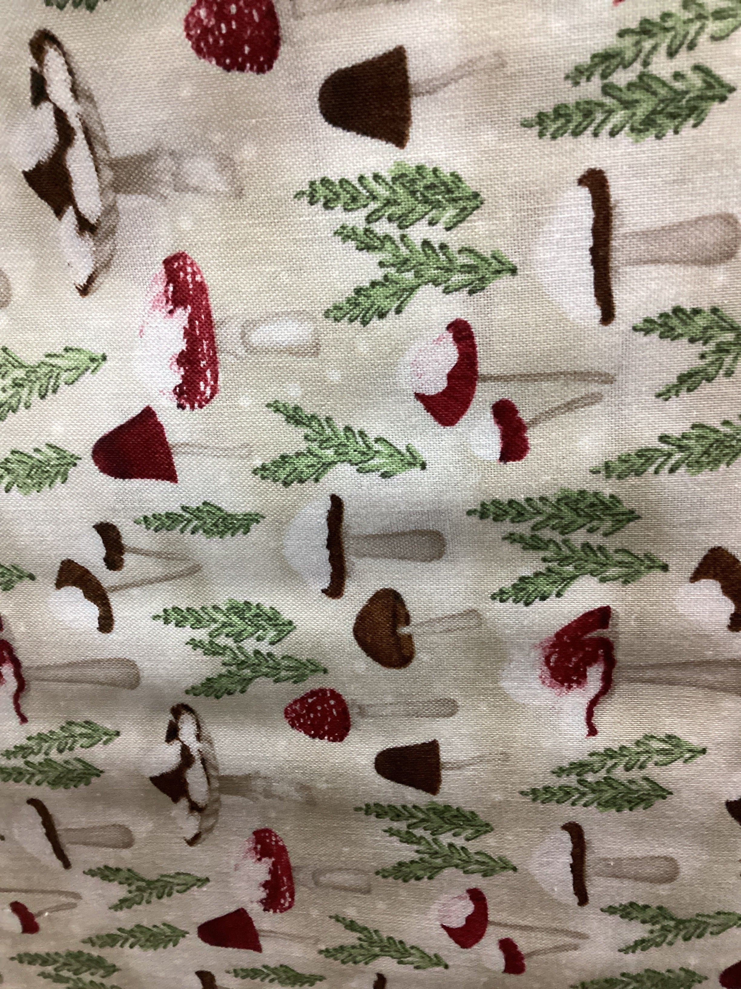 Wilmington Prints Woodland Snowmen Mushrooms Cream quilting fabric