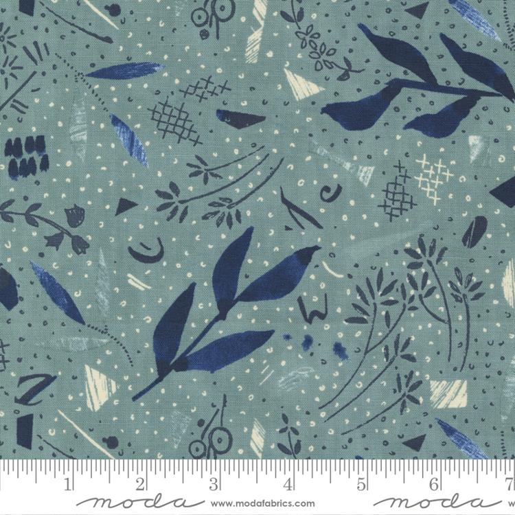 Moda Collage quilting cotton fabric in Sky blue